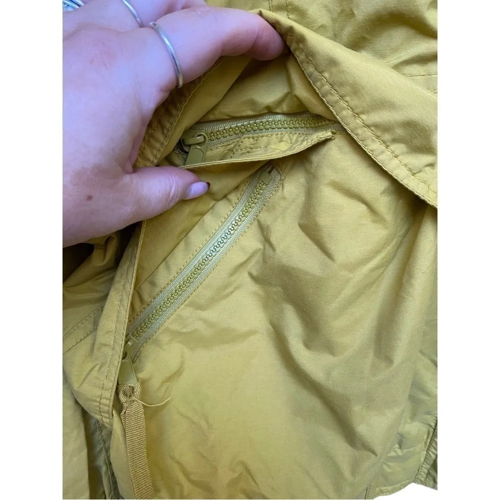 Vintage Eddie Bauer Yellow Raincoat with Blue Lined Collar